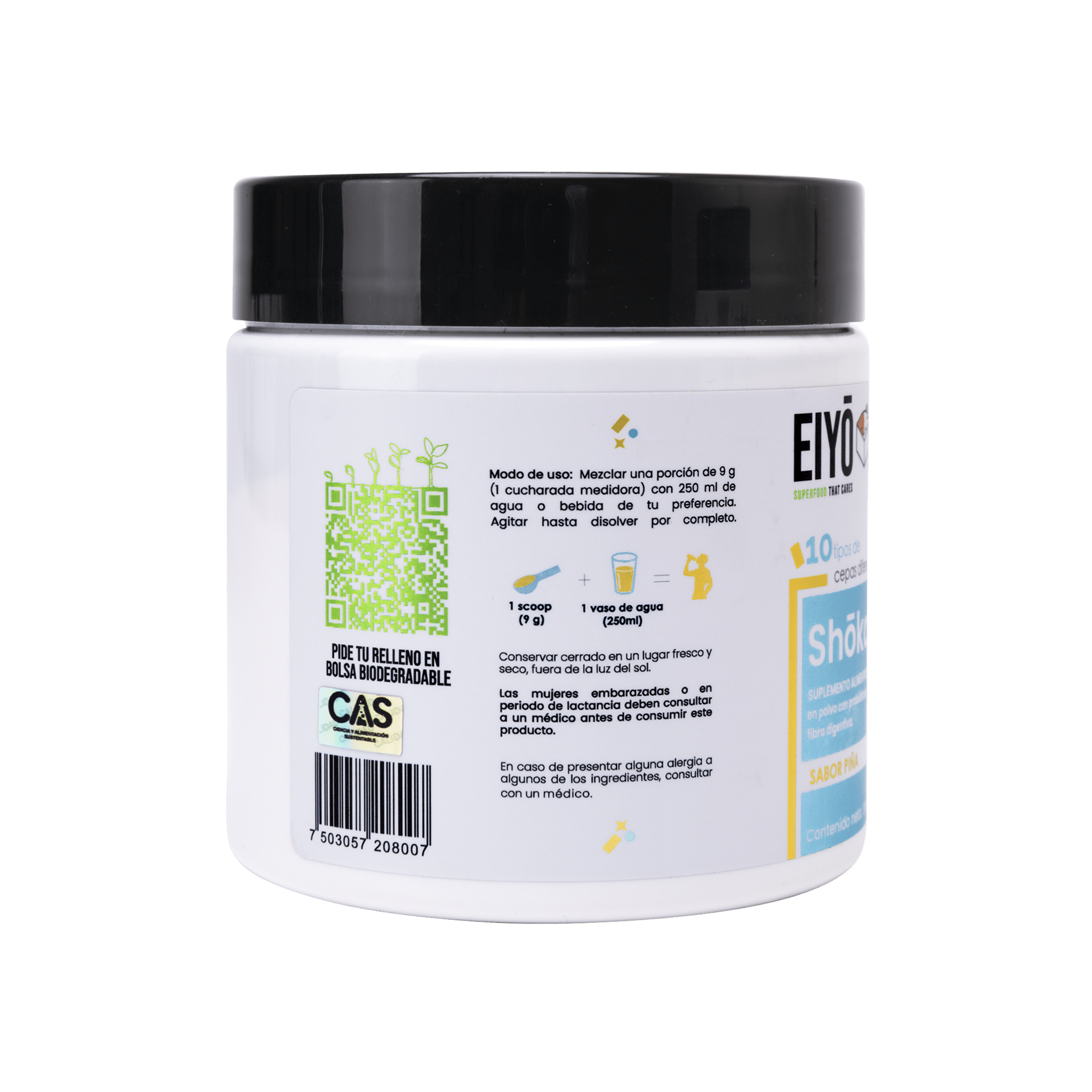 Shoka en Polvo – 10 Cepas de Probióticos y Prebióticos, Enzimas, Zinc y 30 Billones de UFC - Eiyo