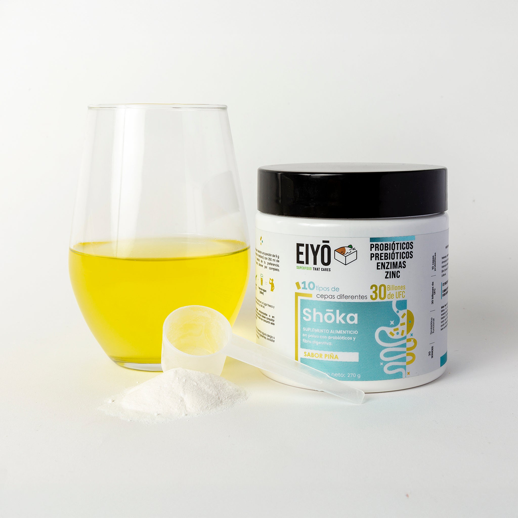 Shoka en Polvo – 10 Cepas de Probióticos y Prebióticos, Enzimas, Zinc y 30 Billones de UFC - Eiyo