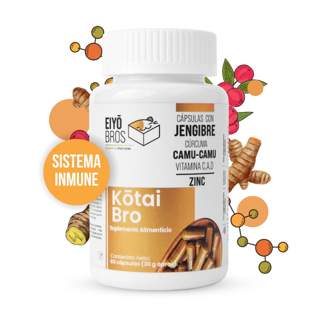 Kotai Bro Veganas con cúrcuma, jengibre, Camu-Camu y  Vitaminas (C,D,A) (sistema inmune y antioxidante)