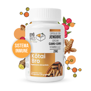 Kotai Bro Veganas con cúrcuma, jengibre, Camu-Camu y  Vitaminas (C,D,A) (sistema inmune y antioxidante)