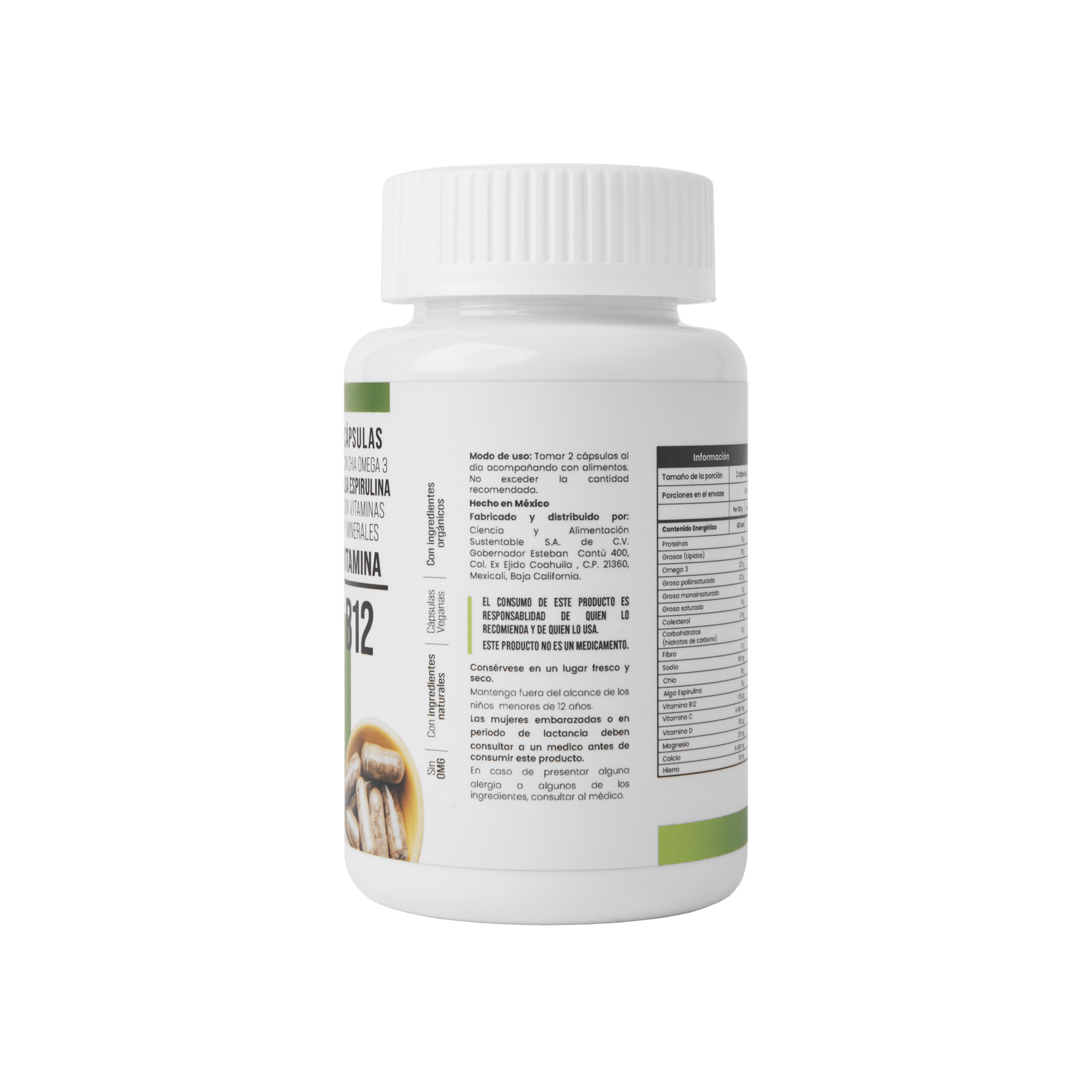 Bigan Bro veganas con chia, omega 3, alga espirulina, vitaminas, minerales y Vitamina B12 - Eiyo