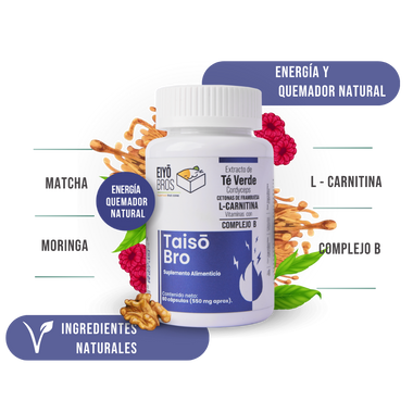 Taiso NUEVA FORMULA: Extracto de Té Verde, Cordyceps, Centonas de Franmbuesa, L-Carnitina Vitaminas y Complejo B