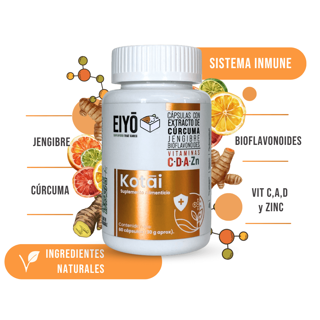 Kotai Bro Veganas con cúrcuma, jengibre, Bioflavonoides y Vitaminas (C,D,A) (sistema inmune y antioxidante) - Eiyo