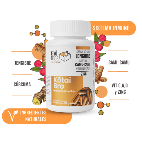 Kotai Bro Veganas con cúrcuma, jengibre, Camu - Camu y Vitaminas (C,D,A) (sistema inmune y antioxidante) - Eiyo