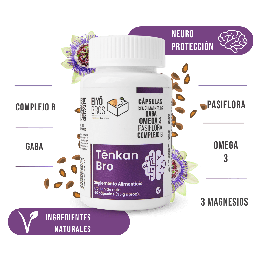 Tenkan Neurobienestar – GABA, Magnesio, Pasiflora, Complejo B y Omega 3 - Eiyo