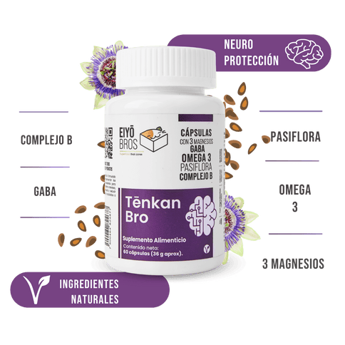 Tenkan Neurobienestar – GABA, Magnesio, Pasiflora, Complejo B y Omega 3 - Eiyo
